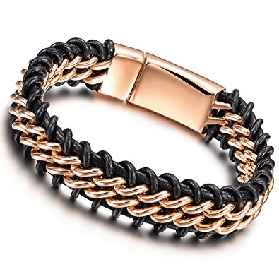 Jinbaoying Handmade Braided Genuine Leather Bracelet